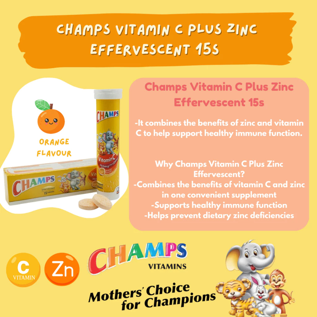 Champs Vitamin C 250mg + Zink Water Soluble Effervescent 15 tablet