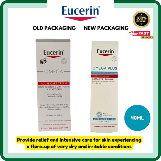 Eucerin Omega Plus Extra Ato-Calming/Acute Care Cream | 40ml | EXP: 11/28 | Dry Skin | Irritated