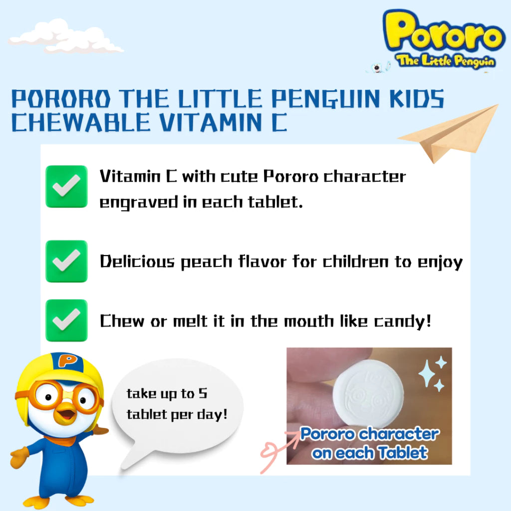 Pororo The Little Penguin Kids Vitamin C - 50 pcs/5 strips