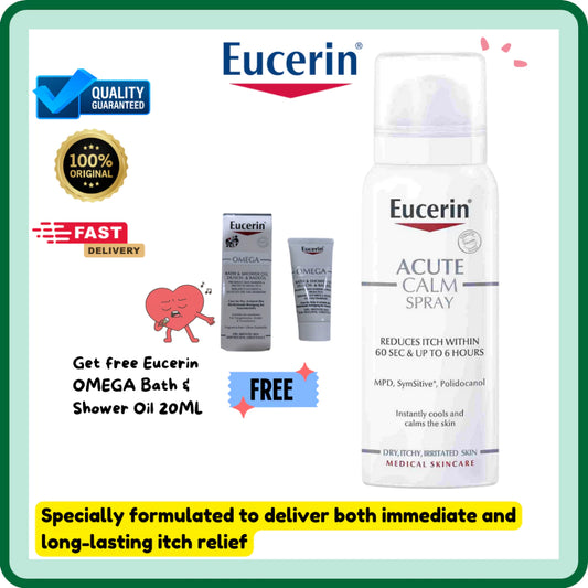 EUCERIN ACUTE CALM SPRAY (50ml) [EXP: 05/27] FREE Eucerin Omega Bath & Shower Oil 20ML