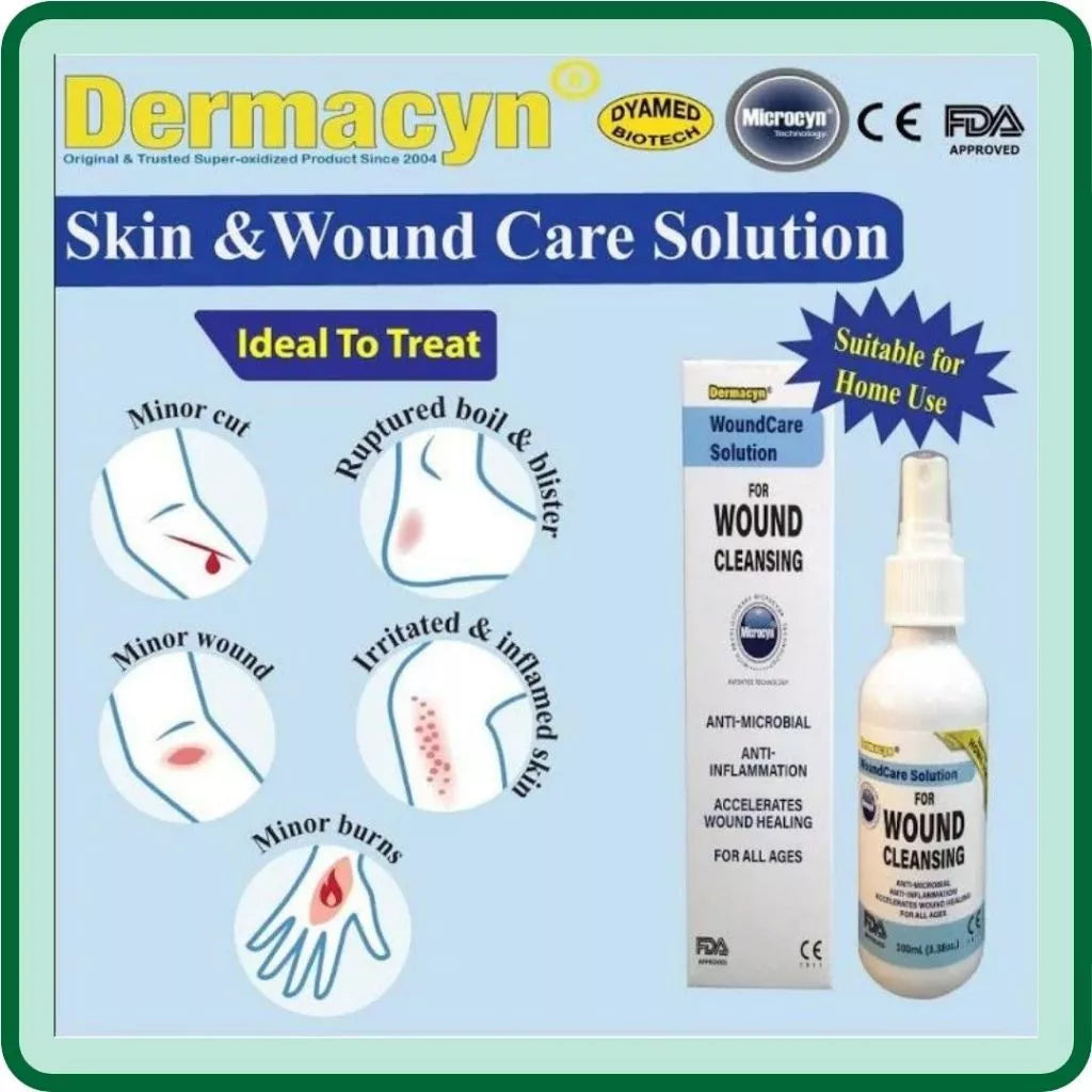 DERMACYN WOUND CARE SOLUTION FOR WOUND CLEANING (100ml) [EXP: 05/25]