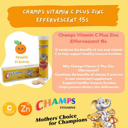 Champs Vitamin C 250mg + Zink  Water Soluble Effervescent 15 tablet